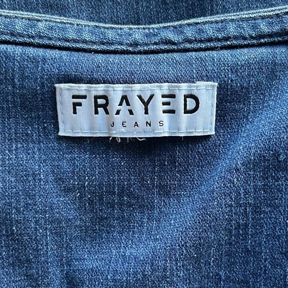 FRAYED jeans- Denim Blue Jumpsuit/Overalls Size M - Picture 6 of 6